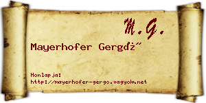 Mayerhofer Gergő névjegykártya